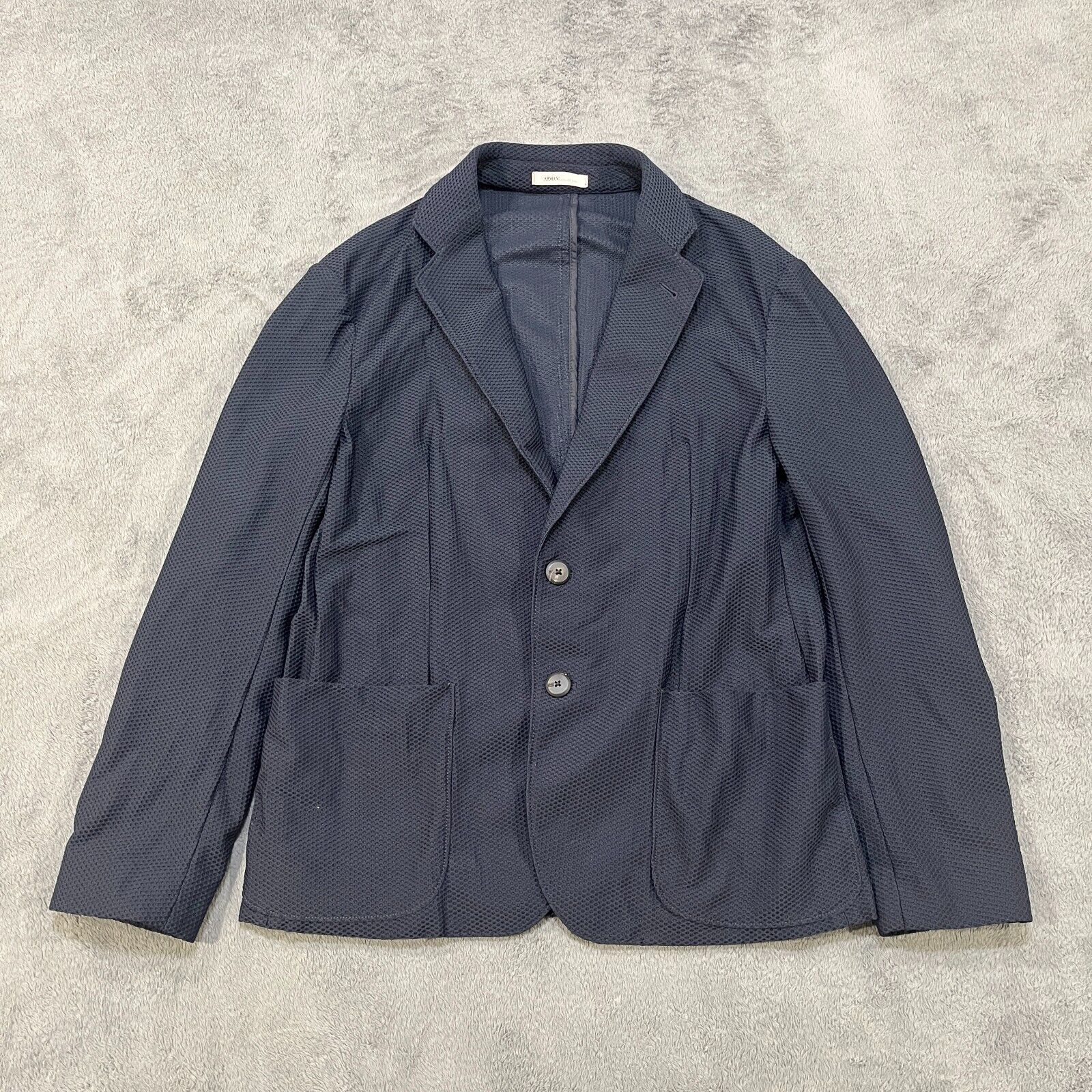 Armani Collezioni 2 Button Long Sleeve Deep Blue Textured Blazer Women's Size L